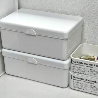 1 pièce Boîte de rangement de bureau de grande capacité blanche