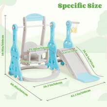 Toddler Slide And Swing Set 4 In 1 Baby Slide Climber Playse With Swing Slide Climber And Basketball Kids Slide And Swing Set Indoor Outdoor Backyard Baby Playground Toy For Toddlers (Blue) - Màu xanh lam - Xem 7