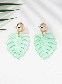 1對時尚金屬藤葉醋酸酯環形耳環，適合日常穿著、派對和送禮 - 彩色 - 查看 15