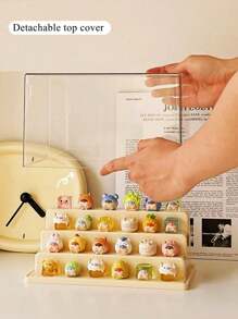 1pc Transparent Dustproof Display Shelf Desktop Cartoon Toy Storage Rack, Stackable Dustproof Storage Box For Collectibles, Action Figures, Plush Toys, Multi-Functional Collection Display Organizer - Clear - View 4