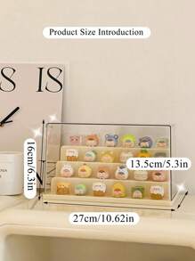 1pc Transparent Dustproof Display Shelf Desktop Cartoon Toy Storage Rack, Stackable Dustproof Storage Box For Collectibles, Action Figures, Plush Toys, Multi-Functional Collection Display Organizer - Clear - View 7