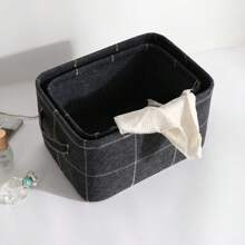 1pc Felt Storage Basket, High-End Foldable Organizer Bin For Magazines, Books, Clothing, Bedroom Closet, Laundry Room, Home Organization, Office Supply Storage Box, Modern Style, Box Storage, Organization, Christmas Storage Basket, Christmas Bucket, Hamper Gift Box, Christmas Decoration, Basket, Gift Basket Organizer, Big Box Organizer, Large Organizer, Cute Gift Basket, Burr Basket Ideas, Desktop Bin - Dark Grey - View 1