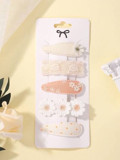 5pcs/Set Baby Flower Decor Hair Clips Hair Accessories