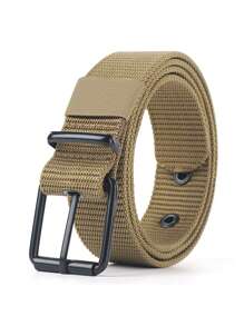 有孔帆布腰帶，男孩針扣腰帶，學生青年韓版多功能牛仔腰帶，軍事訓練專用，可伸展