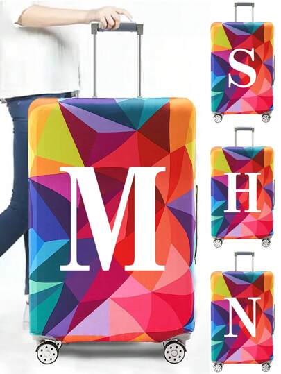 18-32Inch Luggage Cover Elastic Suitcase Cover For 18 To 32 Inch Travel Case Cover Luggage Dazzling Geometry Pattern Name Initials Letter Pattern Pattern Anti-Scratch Protector Case Protector Cover Travel Suitcase Cover Protective Cover Dustproof Cover Trolley Case Luggage Dust Cover Travel Accessories ﻿ ﻿ Bag For School School Accessories School Stuff