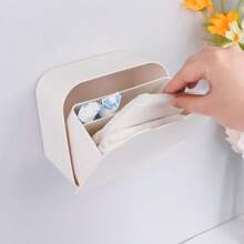 Caja de almacenamiento para toallas sanitarias, caja de almacenamiento portátil de plástico para toallas femeninas en el baño - Blanco - Ver 1
