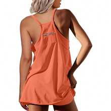 BZB Women's Summer Mini Dress Casual Workout Tennis Dress With Shorts Sleeveless Althletic Dresses - trái cam - Xem 4