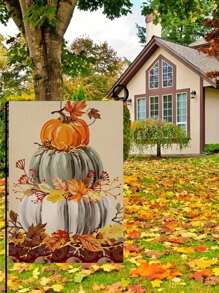 1pc Fall Scarecrow Pumpkin & Autumn Leaves Garden Flag - Multicolor - View 14
