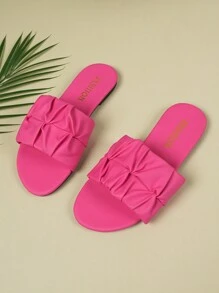 女士夏季防滑户外拖鞋、软底休闲拖鞋、时尚方头沙滩凉鞋 - 酒紅色圓頭 - 查看 8