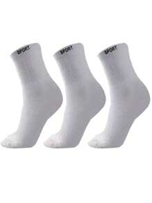 Kit 6 Pares de Meias Masculina Cano Alto Algodão Sport - Branco - Visão 1