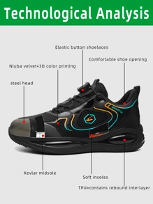 Zapatos de seguridad para hombres con botón giratorio de nuevo diseño de moda para exteriores, antiimpáctos, antipunción, antideslizantes, resistentes al desgaste
