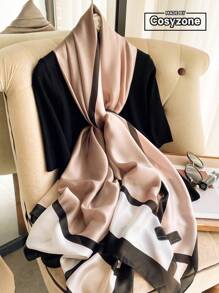 1pc Color Block Scarf Elegant Classic Scarf For Men Women Boys Girls Gifts Bandana,Hair Band,Head Band Ideal For Dressing Up Your Look