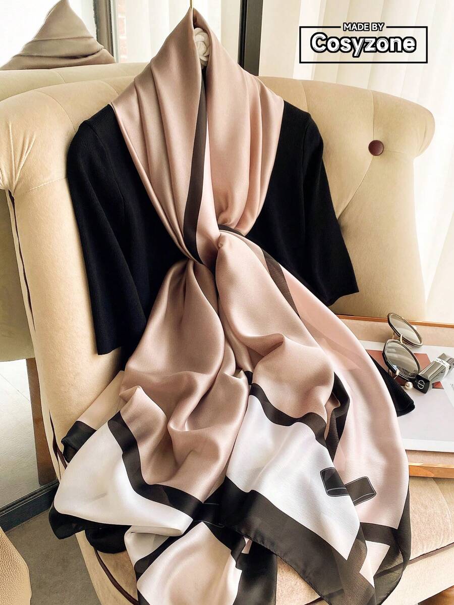 1pc Color Block Scarf Elegant Classic Scarf For Men Women Boys Girls Gifts Bandana,Hair Band,Head Band Ideal For Dressing Up Your Look