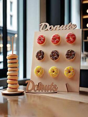 1 件木制可拆卸甜甜圈展示架，生日派对甜点架，婚礼装饰，送礼会用品