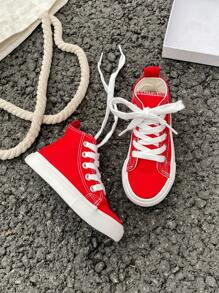 OPOEE Children's Canvas Athletic Shoes, Classic High Top Sneakers With Laces, Versatile Sports Shoes For Casual Wear And Skateboarding