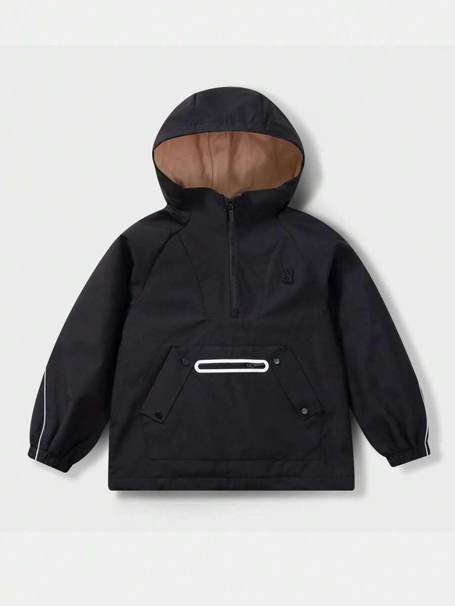 Annil Boys And Girls Hooded Jacket With Spring And Autumn Fleece Warm Top Windproof