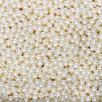 1000pcs - 6mm Cream Acrylic Pearl Beads With Holes For DIY Bracelets, Necklaces, And Other Crafting Materials