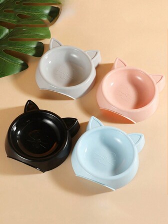 1pc Cat Shaped Round Pet Bowl Made Of PP Material, Non-Slip And Anti-Tip Feeding & Drinking Bowl For Dogs And Cats, Suitable For Indoor Use