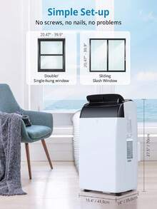 14000 BTU Portable Air Conditioner - Ideal For Rooms Up To 750 Sq Ft, 3-In-1 Function (Cooling, Fan, Dehumidifier), Remote Control, Sleep Mode, 24H Timer, Window Exhaust Kit - White - 白色 - 查看 2