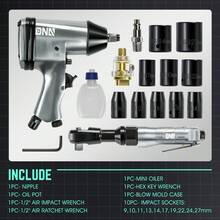 17Pc Air Tool Kit 1/2-Inch Pneumatic Air Impact & Ratchet Wrench Kit Torque Wrench For Repairs, W/ Case, Sliver / Black - Black - View 2