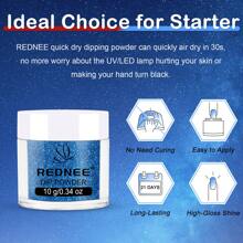 REDNEE 39pcs Nail Dip Powder Kit, 30 Shiny Colors Classic Black Red Glitter With Dipping Powder Essential Liquid Set & Professional Nail Tools For Beginner DIY At Home RE21 - Red - View 5