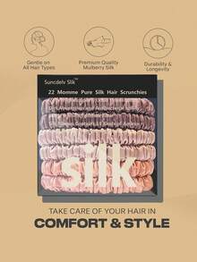 Juego de 6 cintillos para cabello de seda 100% natural con unicolor de 22 Momme, accesorios de cabello de alta calidad para mujeres, con gran diademas de seda de múltiples colores en una caja. - Multicolor - Ver 18