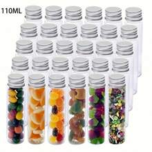 25pcs High-Capacity Transparent Plastic Test Tubes With Aluminum Screw Caps - Ideal For Storage Of Granules And Liquids - Durable Galvanized Shell, Leak-Proof, Easy To Use