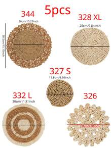 1 件/3 件/5 件波西米亚风格墙壁装饰挂篮，扁平圆形波西米亚风格流苏壁篮，装饰藤条壁挂编织艺术篮，用于卧室、家庭、客厅、厨房墙壁装饰、家居装饰、房间装饰、墙壁装饰 - 彩色 - 查看 3