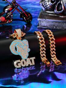 1 件男女通用朋克嘻哈滴油黑蓝山羊头项链，山羊吊坠，情侣款，礼物珠宝 - GOAT - 查看 16
