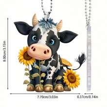 1pc Acrylic Pendant - Vibrant Car, Bag And Key Chain Decor - Cute Cow - View 4