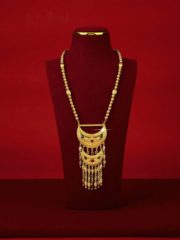 1 Piece Elegant Vintage Gold-Tone Necklace, Suitable For, European, Sweet, Exaggerated Retro Styles, Ideal For Outdoor, Casual, Party, Date, Christmas And Other Occasions As Gift For Ladies, Girlfriend, Parents