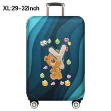 Luggage Cover Travel Case Cover For 18 To 32 Inch Luggage Protector Cases For Men Women Outdoor Holiday Travel Essentials Accessories Polyester Suitcase Elastic Dust Covers Fashion Initial Name A To Z Bear Letter Print Bag For School School Accessories School Stuff - Blue - View 36