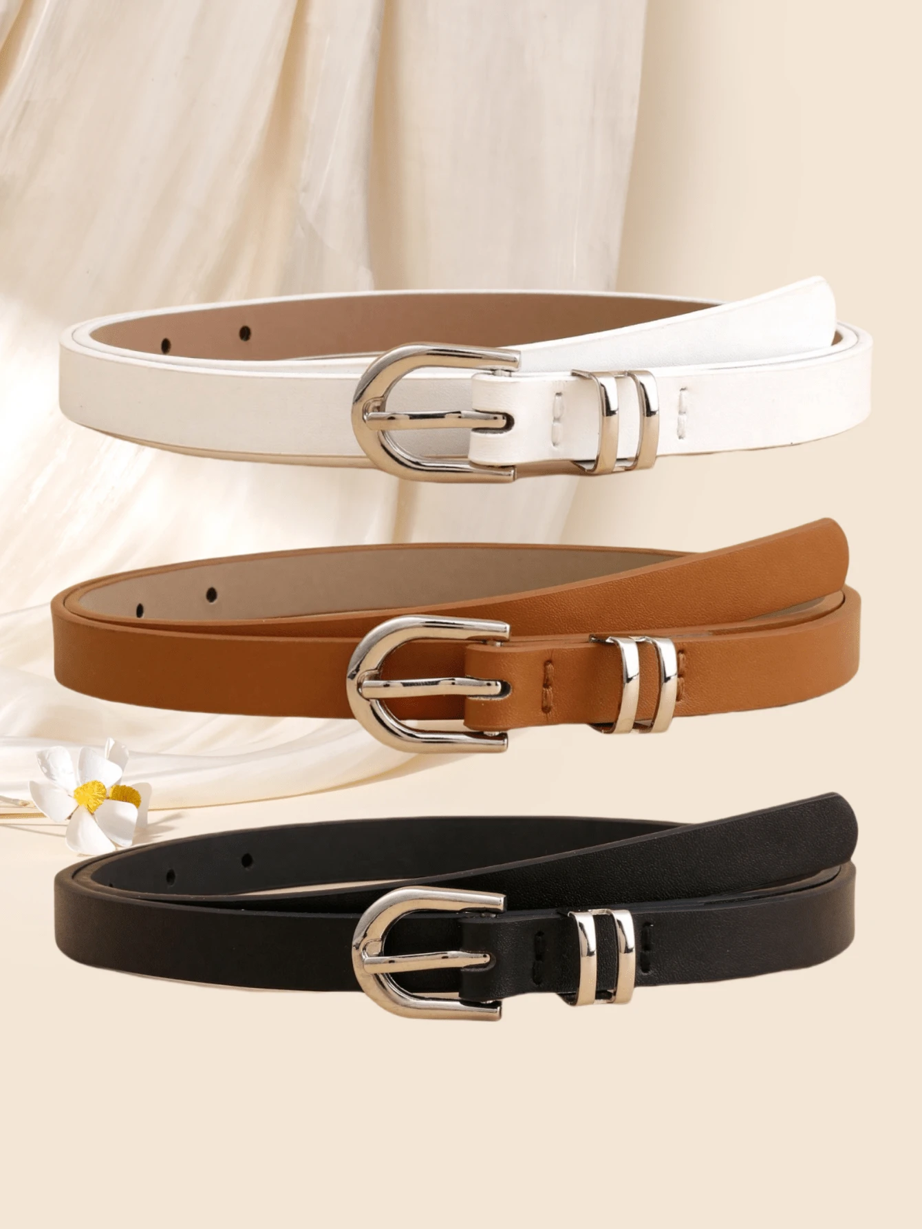 Bộ 3 chiếc thắt lưng khóa chữ U đơn giản và thời trang dành cho nữ, thắt lưng trang trí đa năng cho mùa hè, mùa thu, mùa đông, Halloween