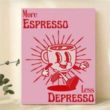 1 pieza Póster de lona sin marco, arte retro, talla grande Espresso Menos Estrés, regalo ideal para dormitorio, sala de estar, pasillo, decoración de pared de invierno, decoración de habitación