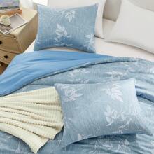 Downluxe Comforter Set - Bedding Comforter Sets, Botanical Flower Comforter, Soft Reversible Floral Comforter And Pillow Sham For All Seasons - 灰藍色 - 查看 3
