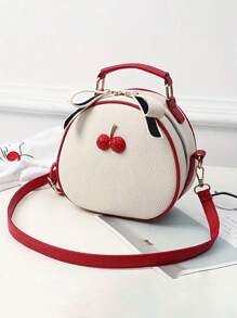 Kirsche, Kirsche Deko, Rundtasche, Umhängetasche, Damen Handtasche, Weihnachtsgeschenk. Kleiner und frischer Stil, geeignet für tägliche Arbeitswege, Dates, Partys, Reisen, Reisegepäck, perfektes Valentinstaggeschenk für Freundinnen, Mädchen, Mütter, Lehrerinnen, Krankenschwestern