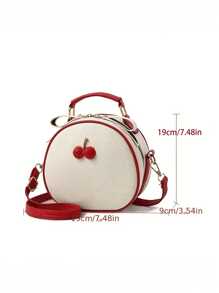 Kirsche, Kirsche Deko, Rundtasche, Umhängetasche, Damen Handtasche, Weihnachtsgeschenk. Kleiner und frischer Stil, geeignet für tägliche Arbeitswege, Dates, Partys, Reisen, Reisegepäck, perfektes Valentinstaggeschenk für Freundinnen, Mädchen, Mütter, Lehrerinnen, Krankenschwestern