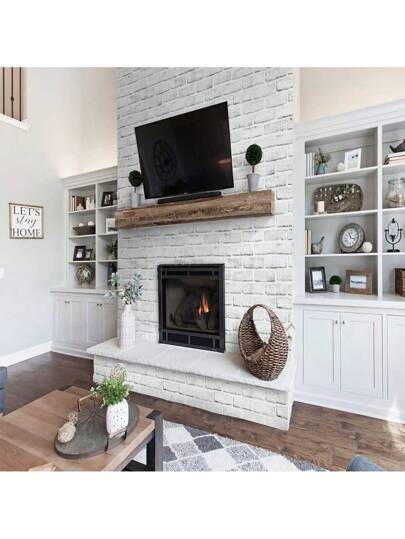 Roll Retro Grijs Wit Brick Wallpaper Peel Stick Contact Paper 3D Wand Removable Bedroom Living Room ation 17.7in X393.7/196.8/118.1/39.3in view 6