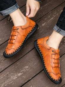 Mocasines para hombres, estilo nuevo, zapatos con cordones de bajo empeine, calzado casual y de moda para exteriores, zapatos versátiles para hombres - Marrón - Ver 4