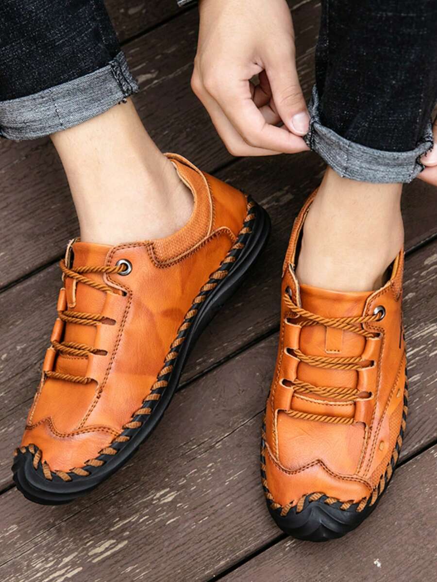 Mocasines para hombres, estilo nuevo, zapatos con cordones de bajo empeine, calzado casual y de moda para exteriores, zapatos versátiles para hombres - Marrón - Ver 1