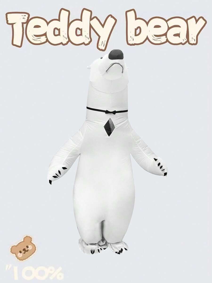 充氣成人動物造型服，充氣白熊造型服，充氣動物Cosplay服裝 - 白色 - 查看 1