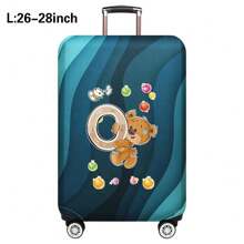 Luggage Cover Travel Case Cover For 18 To 32 Inch Luggage Protector Cases For Men Women Outdoor Holiday Travel Essentials Accessories Polyester Suitcase Elastic Dust Covers Fashion Initial Name A To Z Bear Letter Print Bag For School School Accessories School Stuff - Blue - View 22