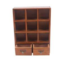 9-Cube 2 Drawers Pine Storage Organizer Display Cubby-Style Shelf Brown