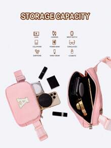 1入女孩腰包，時尚可調節肩帶的斜挎臀包，適合日常使用、戶外、旅行、徒步旅行、慢跑、騎自行車，便攜設計，是理想的禮物