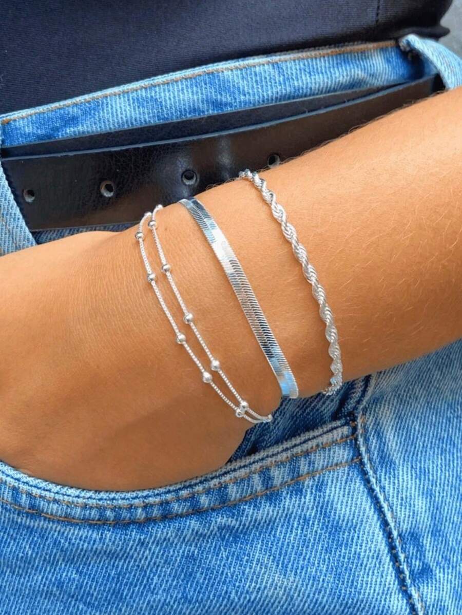 Women Bracelet Sets - Silver - View 1