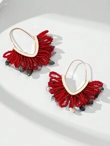 1對波西米亞風格天然石頭珠子女士耳環，適合度假、日常穿著和聖誕節 - 聖誕色波西米亞風格女士耳環 - 查看 1