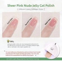 GLOZ 6 Colors Jelly Gel Nail Polish Sheer Pink Gel Nail Polish Crystal Transparent Milky Gel Polish Kit Nail Art Varnish Collection Gift Set