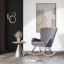 LIVINGANDHOME Living And Home Modern Upholstered Rocking Chair For Living Room Bedroom - Grey - View 7