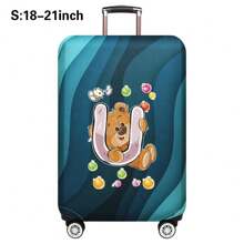 行李箱罩旅行箱罩适用于 18 至 32 英寸行李箱保护套男女户外假日旅行必备配件涤纶行李箱弹力防尘罩时尚首字母 A 至 Z 熊字母印花包适用于学校学校配件学校用品