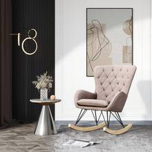 LIVINGANDHOME Living And Home Modern Upholstered Rocking Chair For Living Room Bedroom - Light Grey - View 7